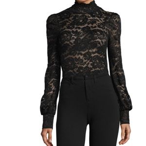 L’Agence Samara Black Lace Turtleneck